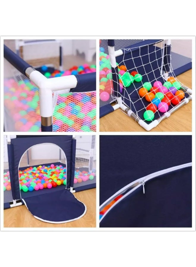 Large Baby Playpen (182x122cm) with Basketball Hoop & Soccer Goal + 50 Colorful Balls – Indoor Ball Pit Bundle - Image 2